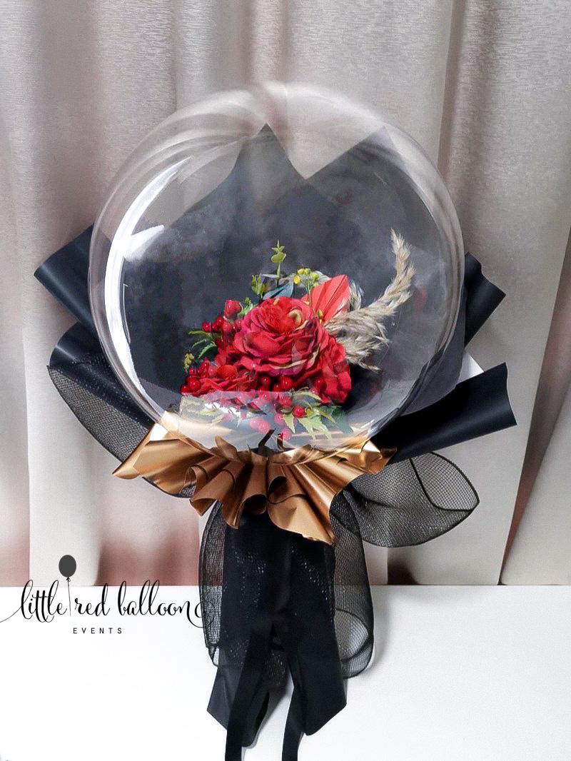 Black Floral Bubble Balloon Bouquet